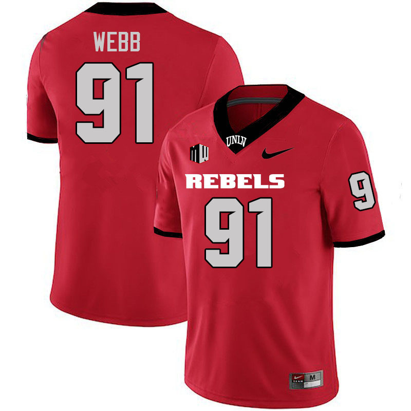 Men #91 Cooper Webb UNLV Rebels College Football Jerseys Stitched-Scarlet